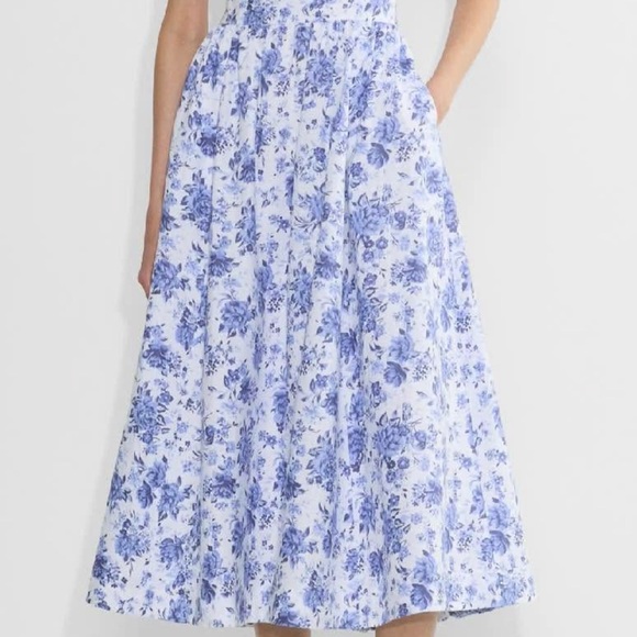 Aritzia Dresses & Skirts - Aritzia NWOT Alfesco linen Midi Sundress Blue and White Floral A line w pockets